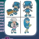 Strawberry Shortcake And Friends - Blueberry Muffin With Treasure And Angel Cake Winter Outfit - Sweet Adventures - Filled Embroidery Design - Instant Download