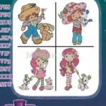 Strawberry Shortcake And Pupcake Dog - Huckleberry Pie And His Dog - Berry Sweet Pet Owner Duos - Filled Embroidery Design - Instant Download