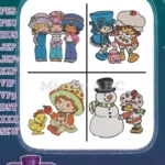 Strawberry Shortcake And Friends - Huckleberry Pie Blueberry Muffin With Pupcake Chick Snowman - Berry Group - Filled Embroidery Design - Instant Download