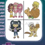 Strawberry Shortcake Universe - Angel Cake On Snail - Purple Haired Girl - Sour Grapes - Baker Squirrel - Berry Mix - Filled Embroidery Design - Instant Download