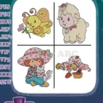 Strawberry Shortcake - Custard The Cat With Flowers - Pupcake The Dog With Berries - Berry Best Pets - Filled Embroidery Design - Instant Download