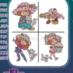 Strawberry Shortcake Christmas And Winter - With Pupcake Sled Gifts And Basket - Berry Holiday Cheer - Filled Embroidery Design - Instant Download