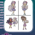 Sunny Day - Sunny Rox And Blair - Birthday Celebration And Friendship Poses - Nick Jr Salon Adventures - Filled Embroidery Design - Instant Download