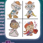 Super Why Pbs Kids Alpha Pig Wonder Red Princess Presto Literacy Heroes Bundle - Filled Embroidery Design - Instant Download
