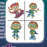 Super Why Pbs Kids Whyatt Beanstalk Super Reader Flying Action Poses Set - Filled Embroidery Design - Instant Download