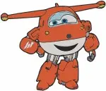 Super Wings Airplanes Jett Red Jerome Orange Dizzy Pink Mira Green Flying - Filled Embroidery Design - 6615