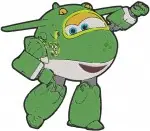 Super Wings Airplanes Jett Red Jerome Orange Dizzy Pink Mira Green Flying - Filled Embroidery Design - 6616