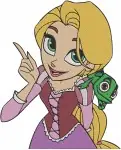 Disney Tangled Pascal Chameleon Poses Rapunzel Princess With Long Hair Set - Filled Embroidery Design - 6630