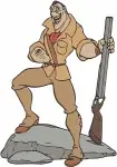 Disney Tarzan Clayton Hunter Villain With Gun In Crate Poses Jungle Collection - Filled Embroidery Design - 6631