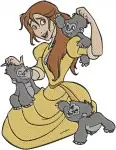 Disney Tarzan Jane Porter Close Up Portrait With Tarzan Snake Encounter - Filled Embroidery Design - 6664