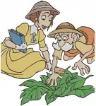 Disney Tarzan Jane Porter With Professor Porter And Monkeys Jungle Expedition - Filled Embroidery Design - 6670