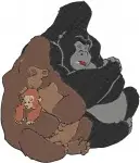 Disney Tarzan Kala Gorilla With Baby Tarzan Kerchak Leader Family Poses - Filled Embroidery Design - 6682