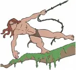 Disney Tarzan King Of The Jungle Swinging On Vines Action Poses Wild Man - Filled Embroidery Design - 6704