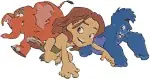 Disney Tarzan Young Tarzan With Tantor Terk And Jane Childhood Jungle Friends - Filled Embroidery Design - 6744