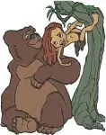 Disney Tarzan Young Tarzan With Tantor Terk And Jane Childhood Jungle Friends - Filled Embroidery Design - 6745