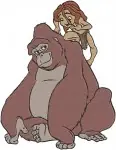Disney Tarzan Young Tarzan And Kala Gorilla Mother Tender Bonding Moments In Jungle - Filled Embroidery Design - 6747