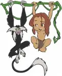 Disney Tarzan Young Tarzan And Kala Gorilla Mother Tender Bonding Moments In Jungle - Filled Embroidery Design - 6749