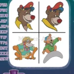 Disney Talespin Baloo Bear Pilot Kit Cloudkicker Navigating Adventure Coon Designs - Filled Embroidery Design - Instant Download