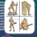 Disney Tarzan Clayton Hunter Villain With Gun In Crate Poses Jungle Collection - Filled Embroidery Design - Instant Download