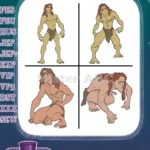 Disney Tarzan Lord Of The Apes Various Standing Crouching And Thoughtful Poses - Filled Embroidery Design - Instant Download