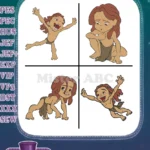 Disney Tarzan Young Jungle Boy Tarzan Playful Curious And Adventurous Poses - Filled Embroidery Design - Instant Download