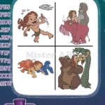 Disney Tarzan Young Tarzan With Tantor Terk And Jane Childhood Jungle Friends - Filled Embroidery Design - Instant Download
