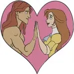 Disney Tarzan And Jane Porter Romantic Jungle Scenes Jane In Yellow Dress Love - Filled Embroidery Design - 6754