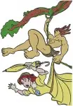 Disney Tarzan And Jane Porter Romantic Jungle Scenes Jane In Yellow Dress Love - Filled Embroidery Design - 6755