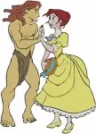 Disney Tarzan And Jane Porter Dancing And Romantic Moments Jane Yellow Dress - Filled Embroidery Design - 6762