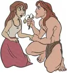 Disney Tarzan And Jane Porter Tender Jungle Romance Various Affectionate Poses - Filled Embroidery Design - 6768