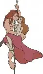 Tarzan And Jane Porter Romantic Interactions Dancing Jungle Love Scenes - Filled Embroidery Design - 6770