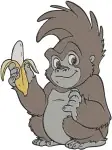 Tarzan Terk Gorilla Friend Various Poses With Butterfly And Bananas Jungle Fun - Filled Embroidery Design - 6784