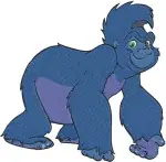 Tarzan Terk Gorilla Friend Various Poses With Butterfly And Bananas Jungle Fun - Filled Embroidery Design - 6786