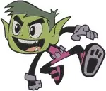 Teen Titans Go Beast Boy Green Shapeshifter And Cyborg Half Robot Hero Poses - Filled Embroidery Design - 6788