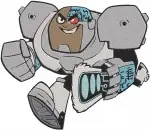 Teen Titans Go Beast Boy Green Shapeshifter And Cyborg Half Robot Hero Poses - Filled Embroidery Design - 6789