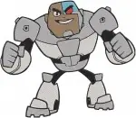 Teen Titans Go Beast Boy Green Shapeshifter And Cyborg Half Robot Hero Poses - Filled Embroidery Design - 6790