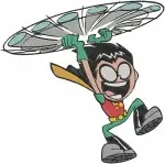 Teen Titans Go Cyborg Raven Dark Magic And Beast Boy As Bird Copter Superheroes - Filled Embroidery Design - 6794