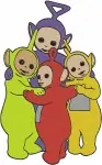 Teletubbies Group Tinky Winky Dipsy Laa Laa Po Playful Interactions And Hugs - Filled Embroidery Design - 6803