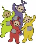 Teletubbies Group Tinky Winky Dipsy Laa Laa Po Playful Interactions And Hugs - Filled Embroidery Design - 6804