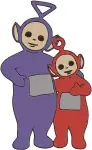 Teletubbies Group Tinky Winky Dipsy Laa Laa Po Playful Interactions And Hugs - Filled Embroidery Design - 6805