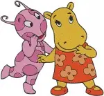The Backyardigans - Uniqua Pink Creature Ladybug Form Uniqua And Tasha The Hippo - Backyard Adventure Friends - Filled Embroidery Design - 6823