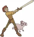 The Black Cauldron - Princess Eilonwy Taran The Brave Hero With Sword - Disney Adventure Couple And Solo Poses - Filled Embroidery Design - 6840