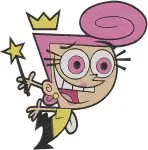 Fairly Oddparents Wanda Fairy Godmother Queen Crown Magic Wand Sparkles - Filled Embroidery Design - 6881