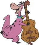 Flintstones Dino Pet Dinosaur Playing Bass Barney Rubble Caveman Friend Designs - Filled Embroidery Design - 6887