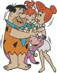 Flintstones Fred Wilma Pebbles Barney Betty Bamm Bamm Family Car Bathtub - Filled Embroidery Design - 6893