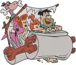Flintstones Fred Wilma Pebbles Barney Betty Bamm Bamm Family Car Bathtub - Filled Embroidery Design - 6894