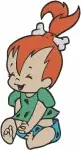 Flintstones Pebbles Bamm Bamm With Dino Playing Wagon Childhood Friends Set - Filled Embroidery Design - 6899