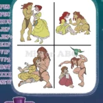 Disney Tarzan And Jane Porter Dancing And Romantic Moments Jane Yellow Dress - Filled Embroidery Design - Instant Download