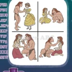 Disney Tarzan And Jane Porter Tender Jungle Romance Various Affectionate Poses - Filled Embroidery Design - Instant Download