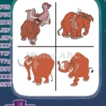 Tarzan Tantor The Elephant And Other Pachyderms Various Poses Jungle Fauna - Filled Embroidery Design - Instant Download